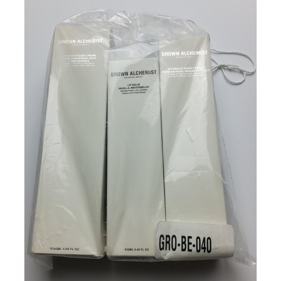 Grown Alchemist Body Cream 4.05oz, Hand Cream 2.19oz and Lip Balm .40 Oz Set
